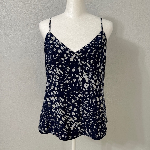 L'Agence Jane V-Neck Tank 100% Silk Camisole Blue White Size XS - Picture 1 of 11